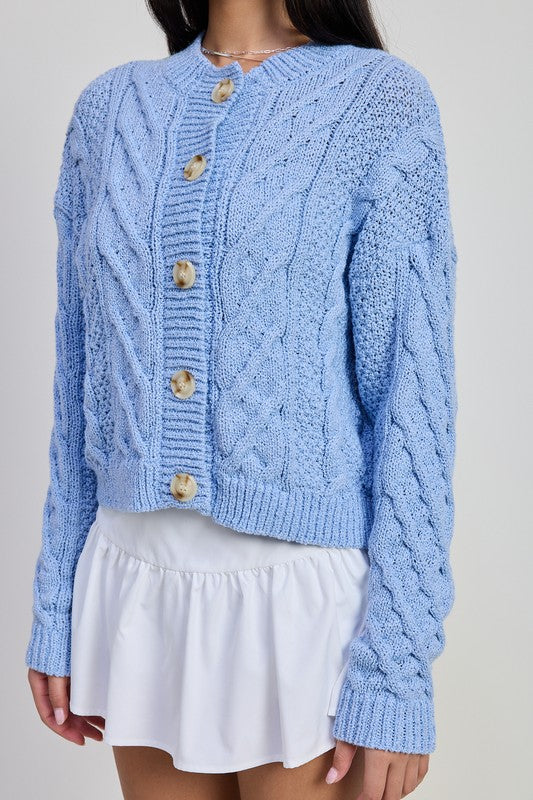 Chunky Cable Knit Button Down Cardigan