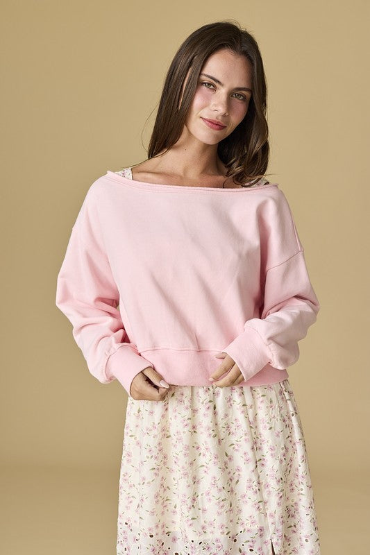 Alina Off The Shoulder Cropped Pullover