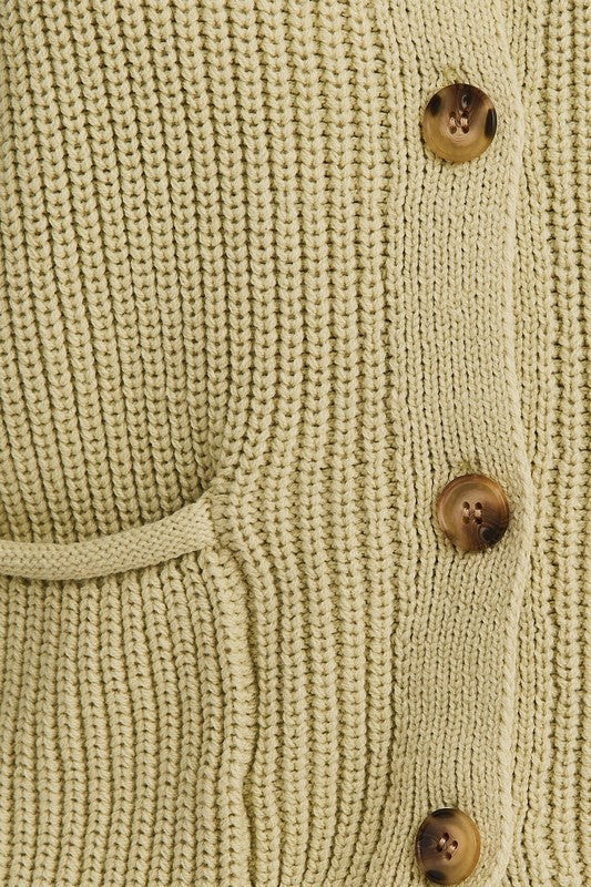 PREORDER - Serena Woven Button Down Pocketed Sweater Vest