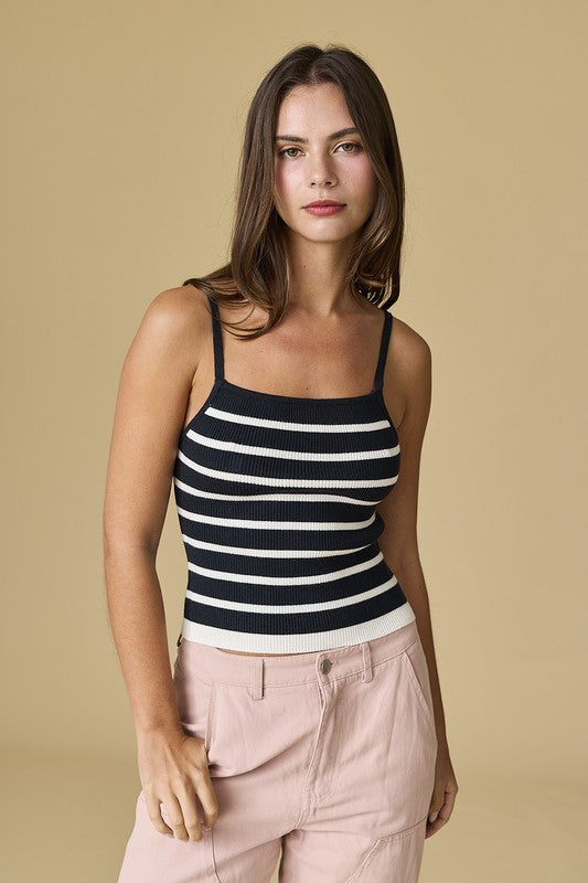 Addison Striped Knit Camisole Top