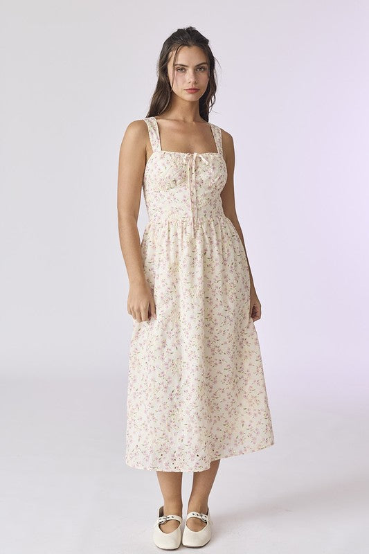 Allison Floral Eyelet Midi Dress