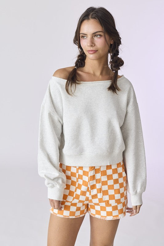 Alina Off The Shoulder Cropped Pullover