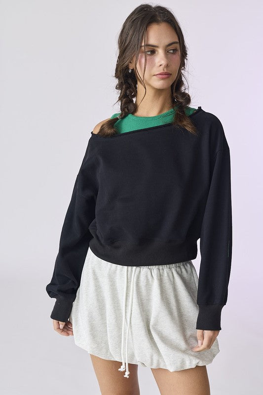 Alina Off The Shoulder Cropped Pullover