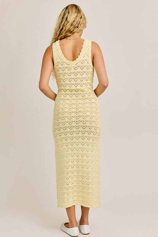 Beachcomber Scoop Neck Crochet Maxi Dress