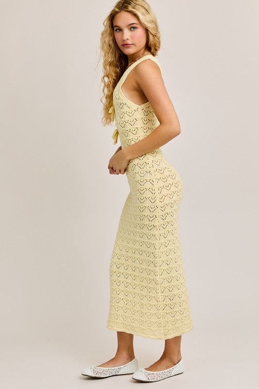 Beachcomber Scoop Neck Crochet Maxi Dress