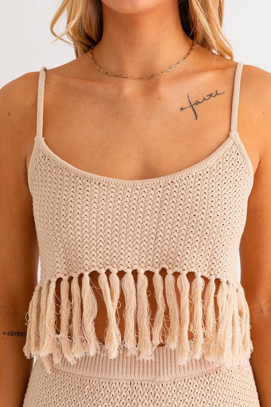 Catalina Island Tassel Crop Top - Large - Final Sale