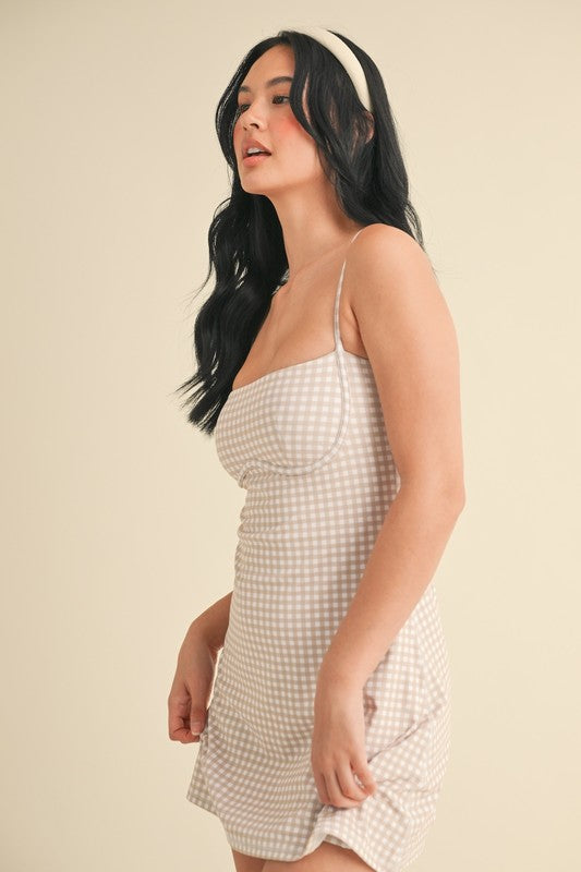 Gingham Sweetheart Soft Sculpt Mini Dress