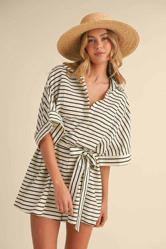 Sail Away Striped Short Romper