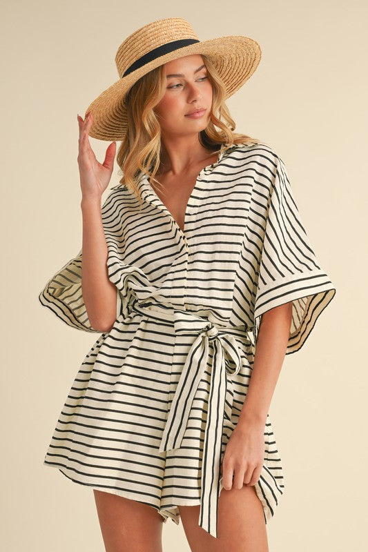 Sail Away Striped Short Romper