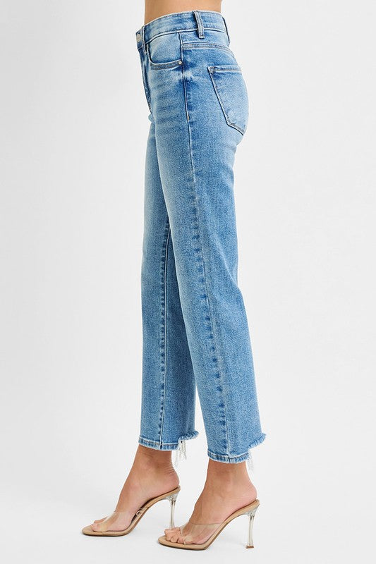 Darina High Rise Cropped Straight Leg Jeans