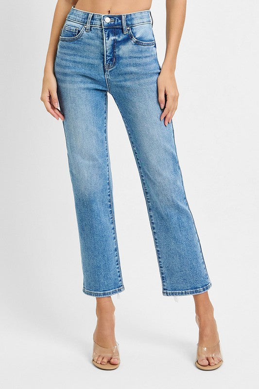 Darina High Rise Cropped Straight Leg Jeans