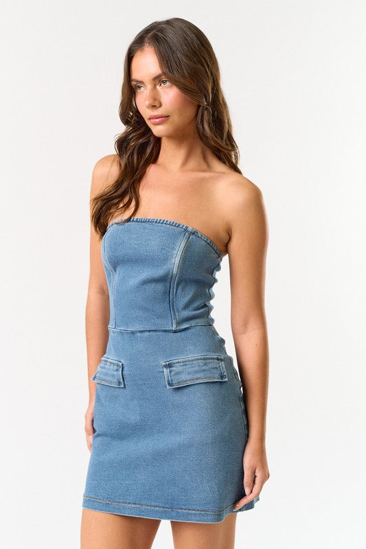 Denim Darling Tube Mini Dress