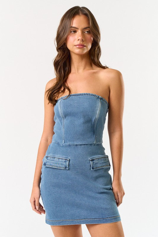 Denim Darling Tube Mini Dress