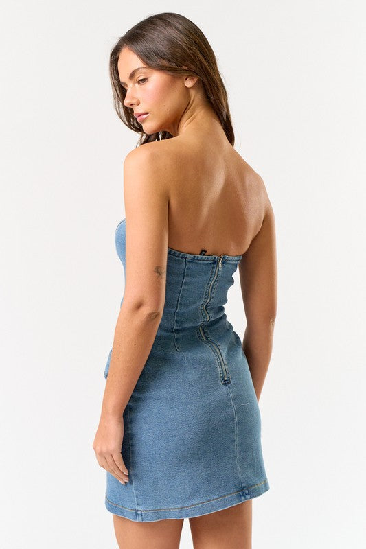 Denim Darling Tube Mini Dress