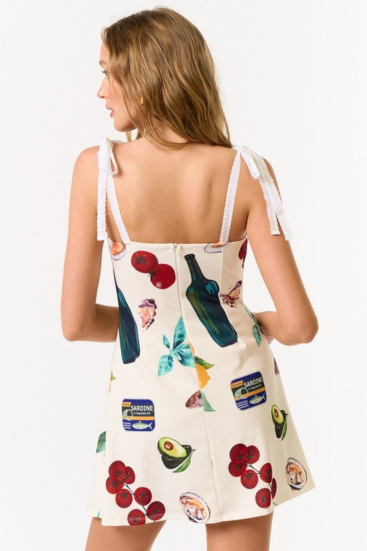 PREORDER - Sorrento Market Shoulder Tie Mini Dress