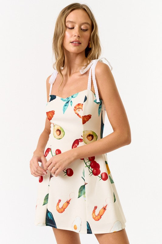 PREORDER - Sorrento Market Shoulder Tie Mini Dress