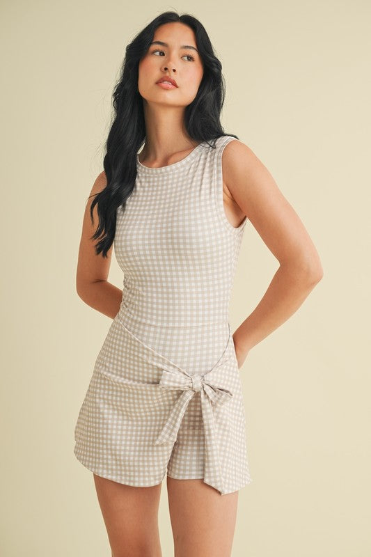 Gingham Charm Wrap Mini Dress