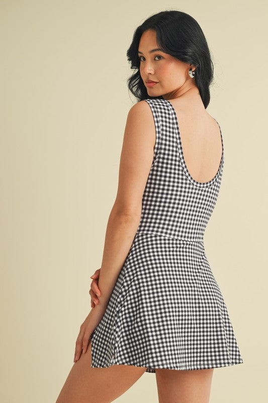 Gingham Charm Wrap Mini Dress
