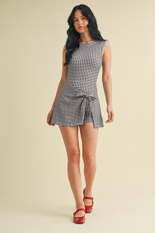 Gingham Charm Wrap Mini Dress