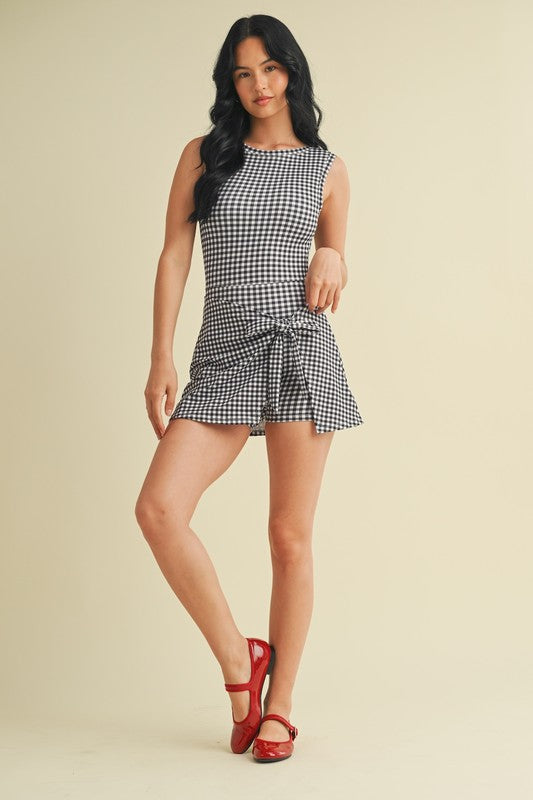 Gingham Charm Wrap Mini Dress