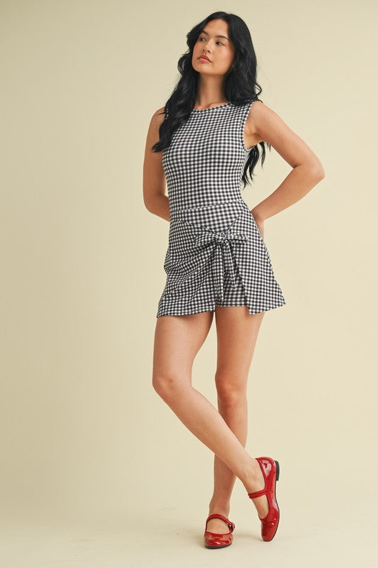 Gingham Charm Wrap Mini Dress