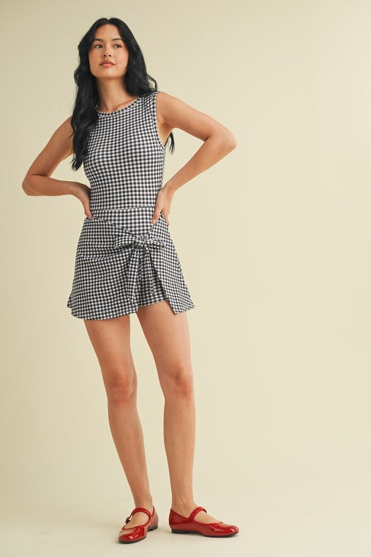 Gingham Charm Wrap Mini Dress
