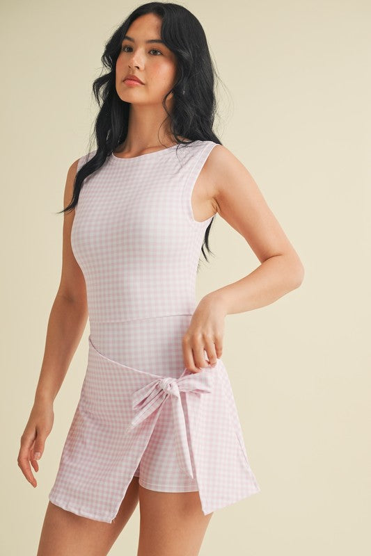 Gingham Charm Wrap Mini Dress
