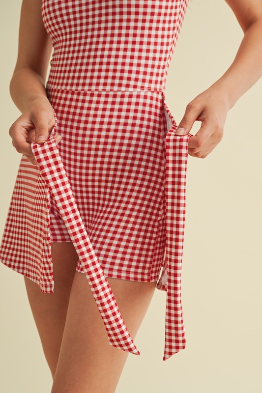 Gingham Charm Wrap Mini Dress