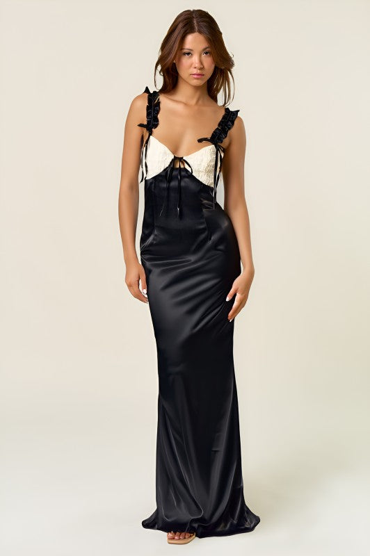 Ribbon Satin Maxi Dress
