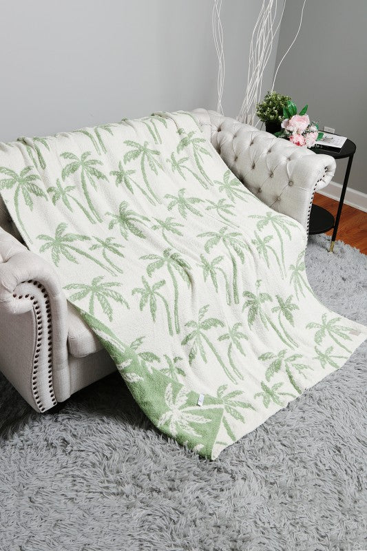 Island Breeze Reversible Palm Tree Throw Blanket