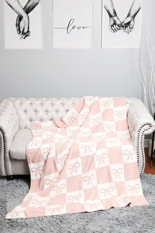 Bow & Check Luxe Throw Blanket
