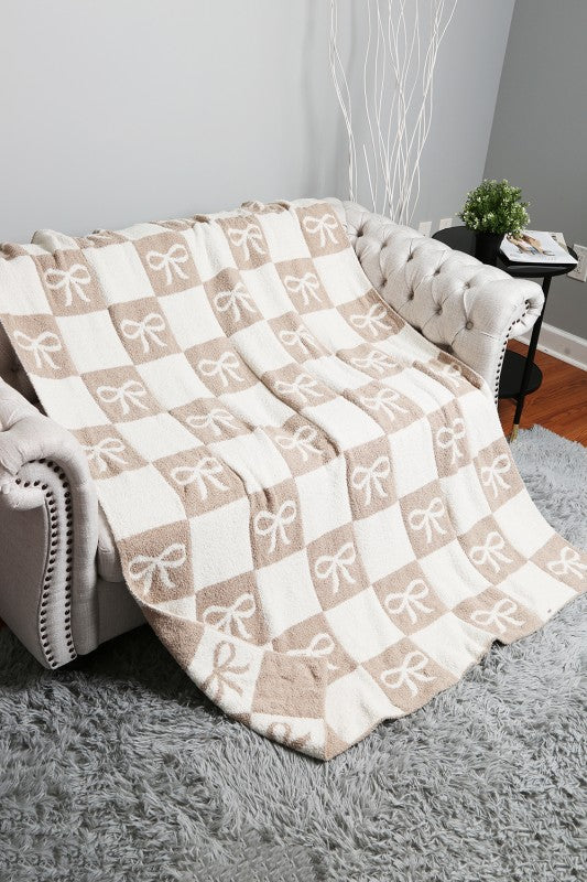 Bow & Check Luxe Throw Blanket