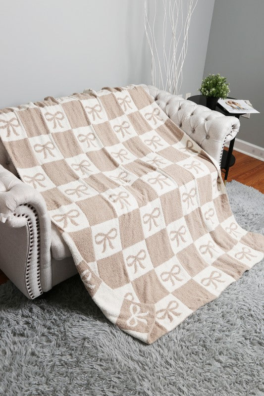 Bow & Check Luxe Throw Blanket