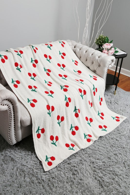 Cherry Plush Throw Blanket