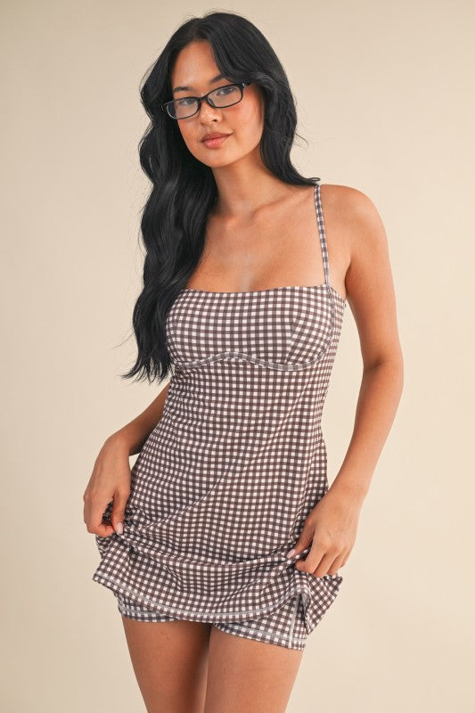 Gingham Sweetheart Soft Sculpt Mini Dress