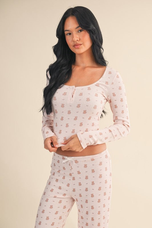 Sleepytea Teddy Bear Pointelle Top