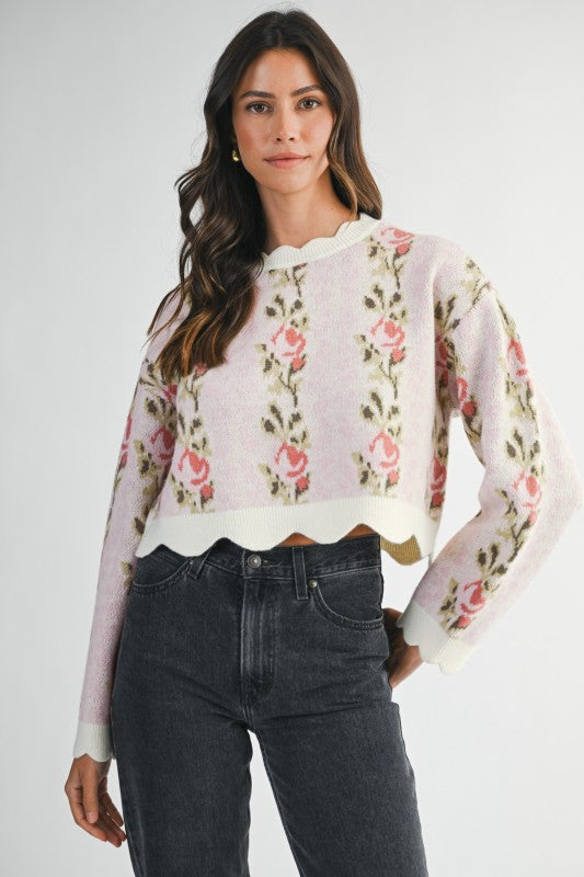 Fleurora Scallop Knit Sweater