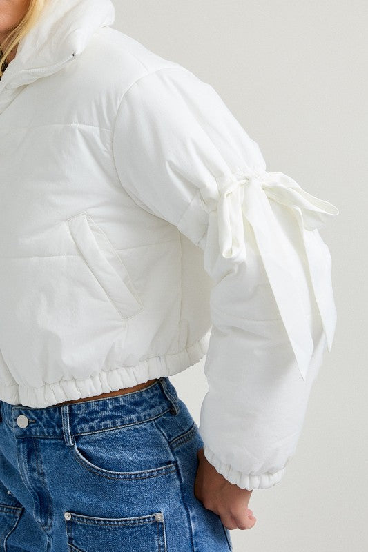 Blair Satin Tie Puffer Jacket