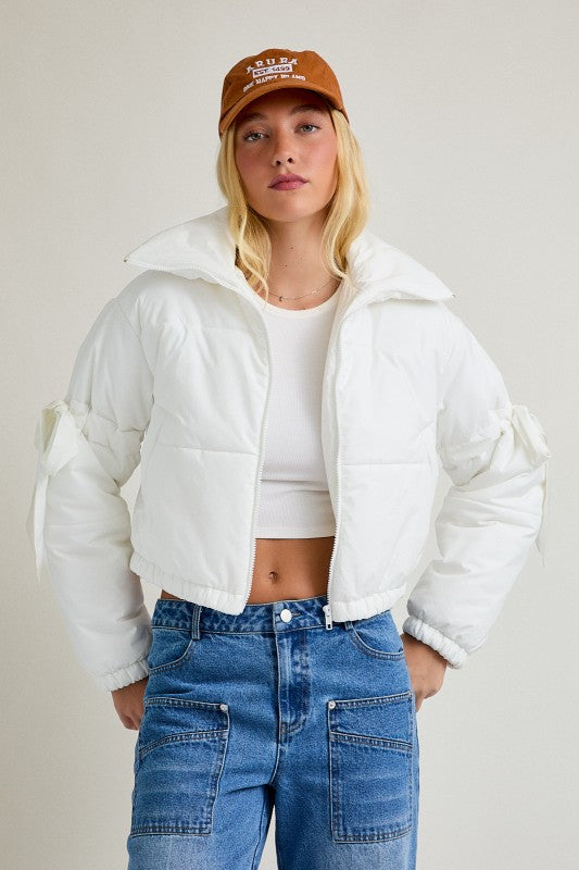 Blair Satin Tie Puffer Jacket