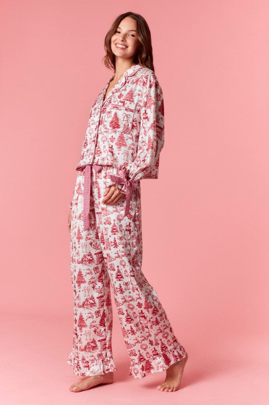 Holiday Chateau Satin Pajama Pants