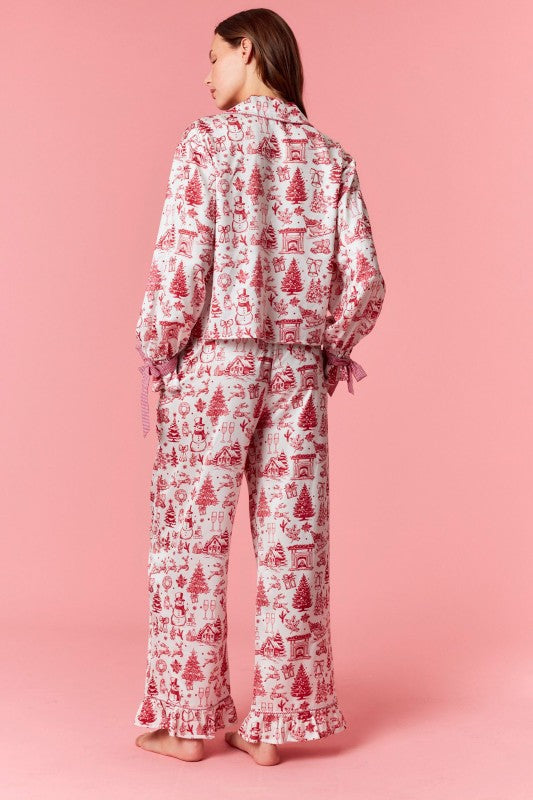 Holiday Chateau Satin Pajama Pants