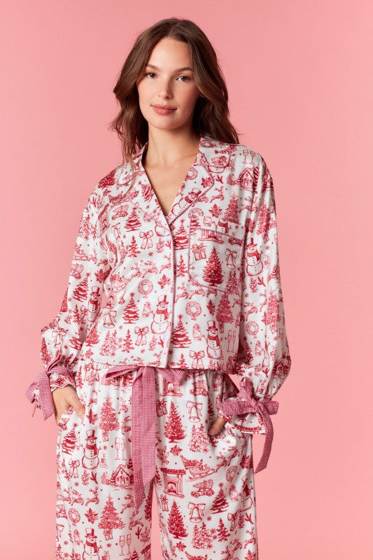 Holiday Chateau Satin Pajama Top