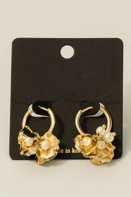 Petite Pearl Garden Hoop Earrings