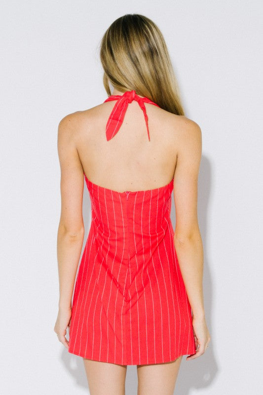 Before the Aperitivo Linen Halter Mini Dress