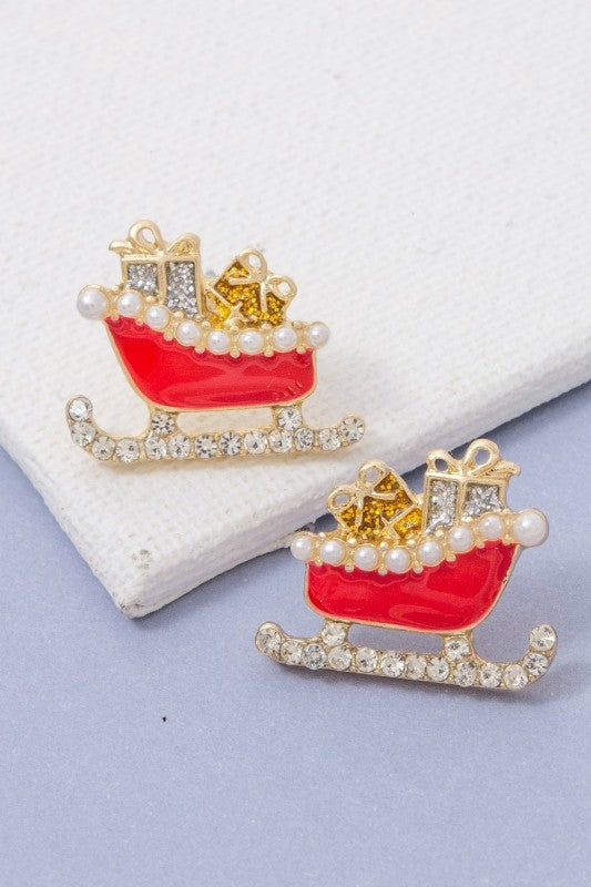 Santa’s Sleigh Stud Earrings