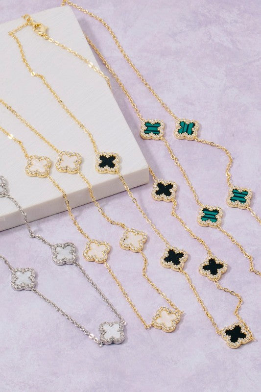 Cubic Zirconia Clover Station Necklace