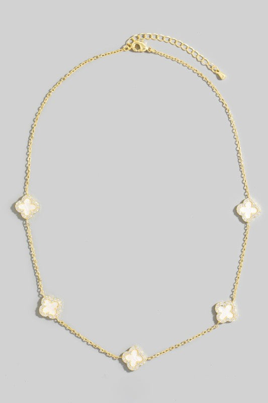 Cubic Zirconia Clover Station Necklace