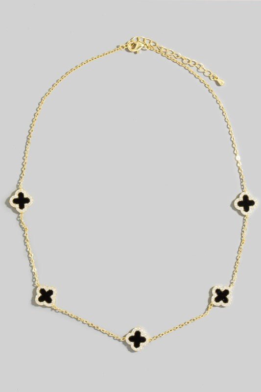 Cubic Zirconia Clover Station Necklace