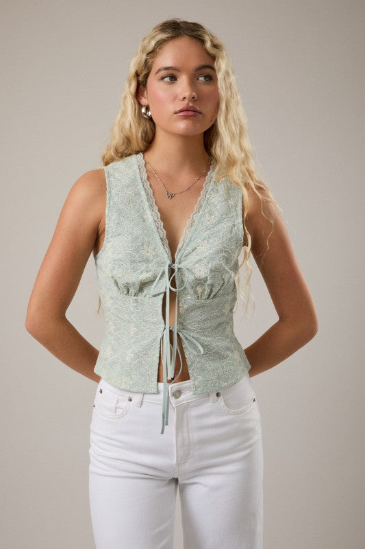 Sunny Afternoon Lace Vest Top