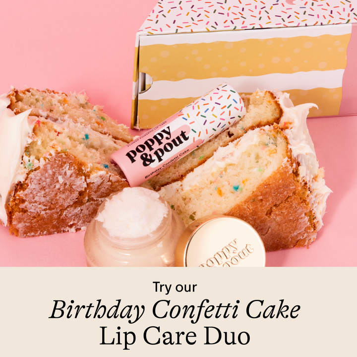 Poppy & Pout Birthday Confetti Cake Pink Lip Balm